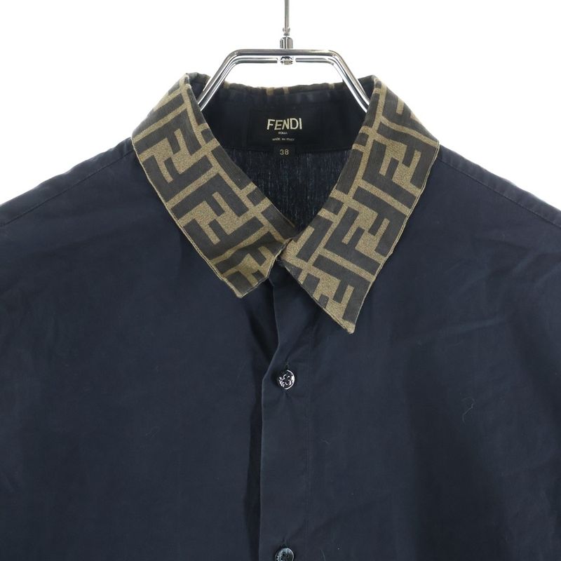 Fendi Zucca Silk Color Long Sleeve Shirt Black