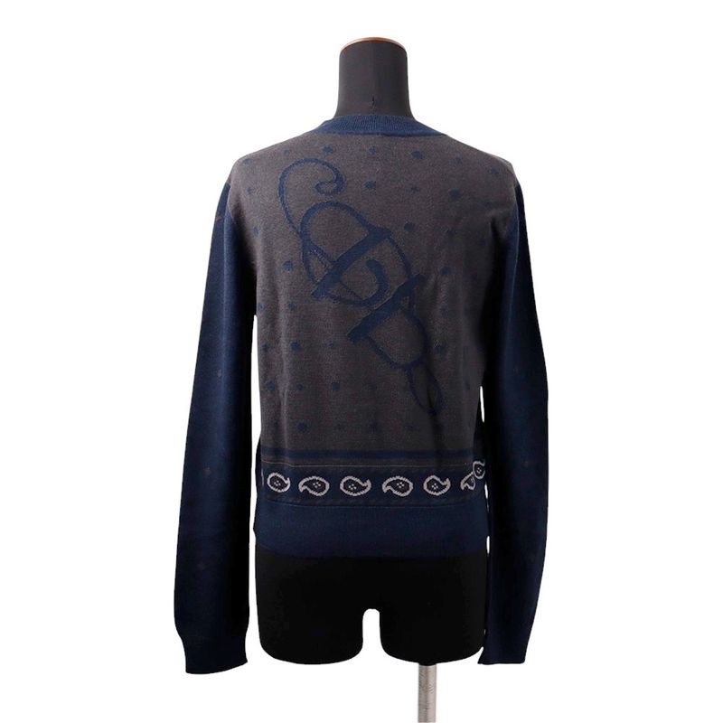 Hermes Cardigan Harnais de Cour Cashmere Silk 40 Top Knit Graynavy