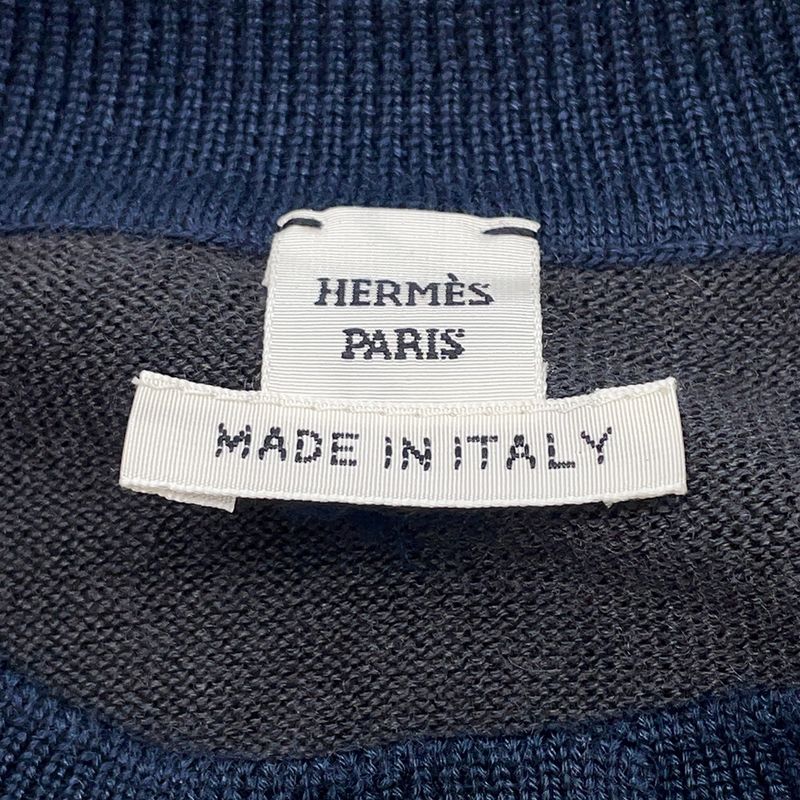Hermes Cardigan Harnais de Cour Cashmere Silk 40 Top Knit Graynavy