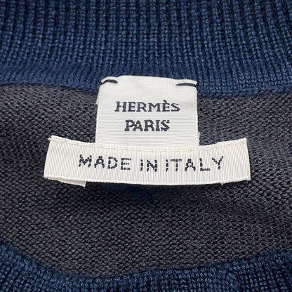 Hermes Cardigan Harnais de Cour Cashmere Silk 40 Top Knit Graynavy