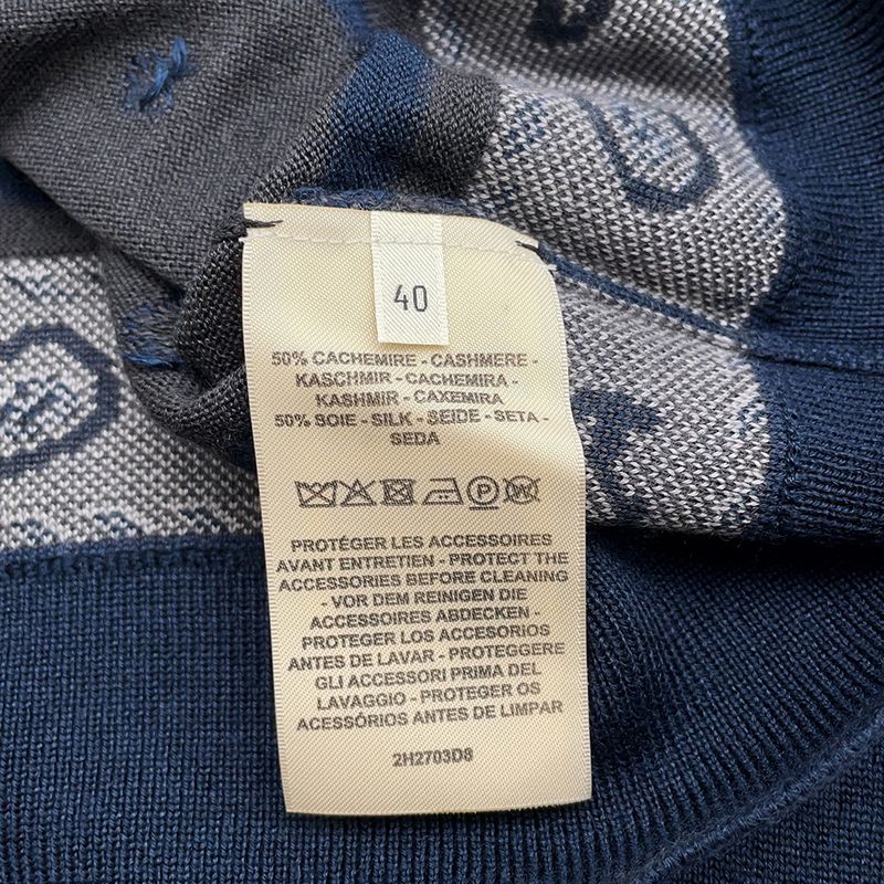 Hermes Cardigan Harnais de Cour Cashmere Silk 40 Top Knit Graynavy