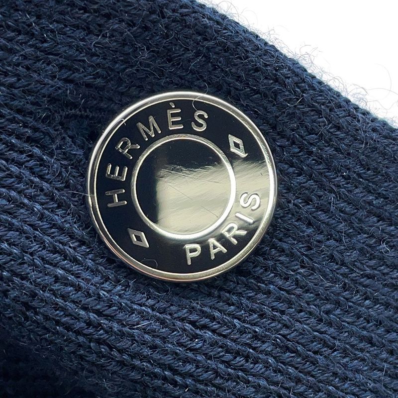Hermes Cardigan Harnais de Cour Cashmere Silk 40 Top Knit Graynavy