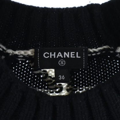 Chanel Geometric CC Logo Plate Cashmere Knit Sweater Pink Black
