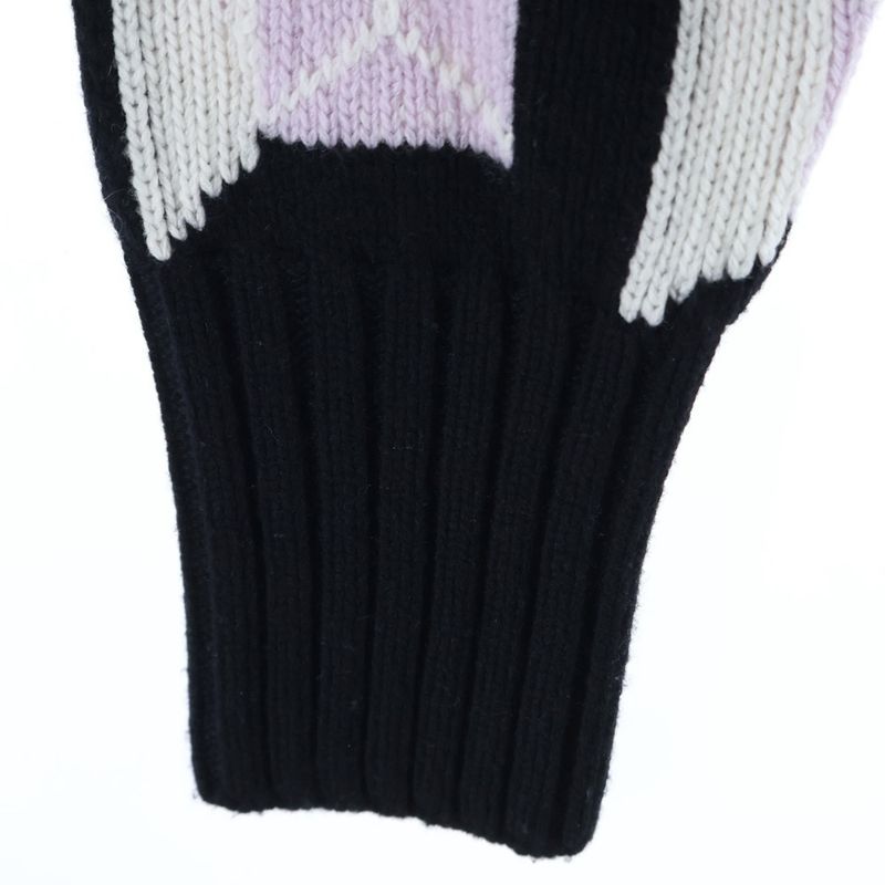 Chanel Geometric CC Logo Plate Cashmere Knit Sweater Pink Black