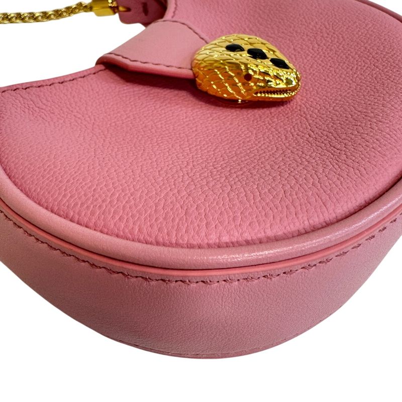 Bvlgari Micro Chain Shoulder Bag Snake Ellipse Pink