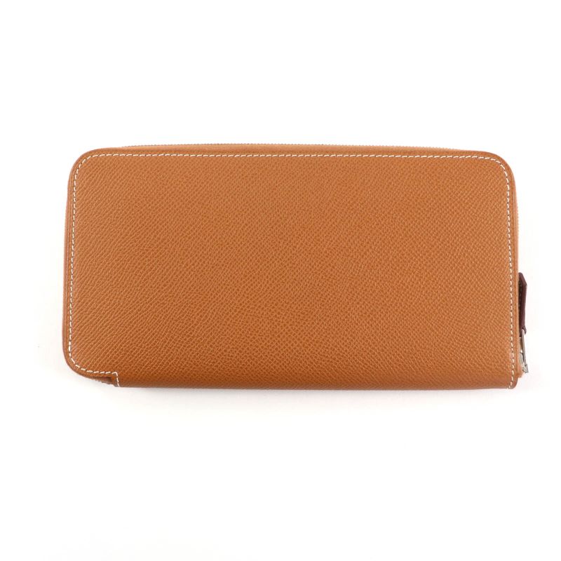Hermes Azap Long Silk in Gold Veau Silver Round Zip Wallet