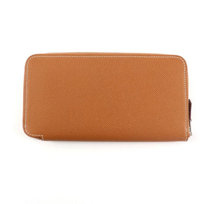 Hermes Azap Long Silk in Gold Veau Silver Round Zip Wallet