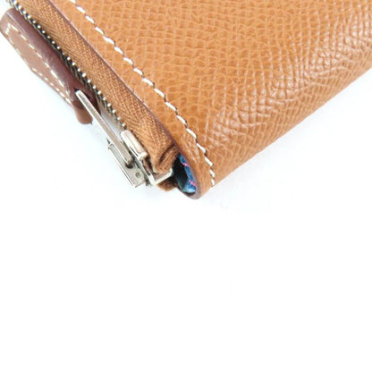 Hermes Azap Long Silk in Gold Veau Silver Round Zip Wallet