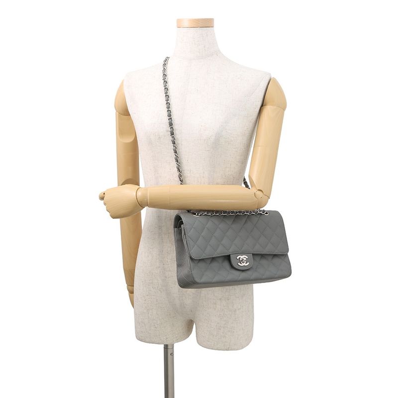Chanel Chain Shoulder Bag Quilted 25 CC Logo Double Caviar Leather