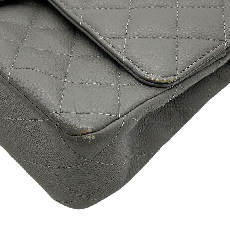 Chanel Chain Shoulder Bag Quilted 25 CC Logo Double Caviar Leather