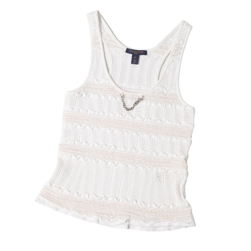 Louis Vuitton Tank Top XS LV Chain Knit White Ivory