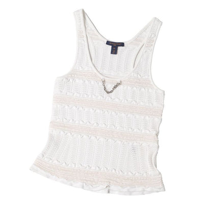 Louis Vuitton Tank Top XS LV Chain Knit White Ivory