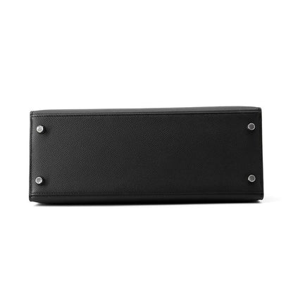 Hermes Handbag Kelly 28 Sellier Black Silver Epsom