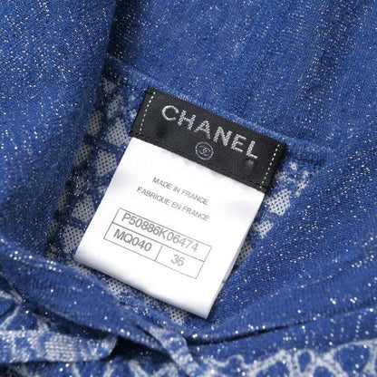 Chanel Hoodie 36 Lame Knit Blue
