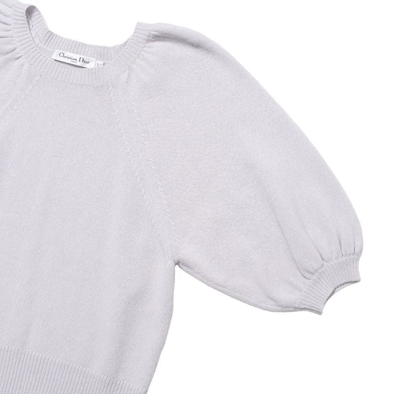 Dior Knit 42 All Cashmere Sweater Balloon Sleeve 3/4 Grey-ge