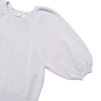 Dior Knit 42 All Cashmere Sweater Balloon Sleeve 3/4 Grey-ge
