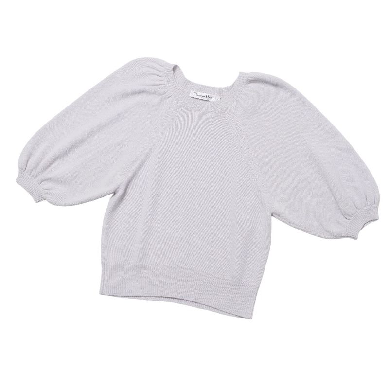 Dior Knit 42 All Cashmere Sweater Balloon Sleeve 3/4 Grey-ge