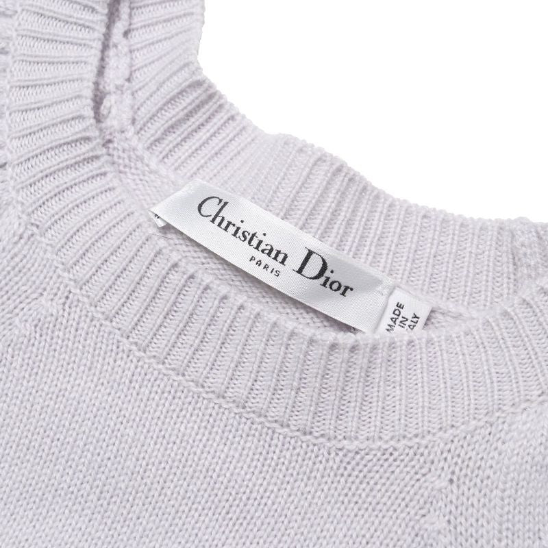 Dior Knit 42 All Cashmere Sweater Balloon Sleeve 3/4 Grey-ge