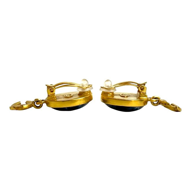 Chanel with Comment CC Logo Marblestone Earrings