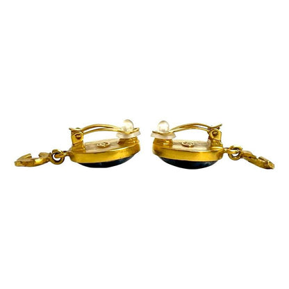 Chanel with Comment CC Logo Marblestone Earrings