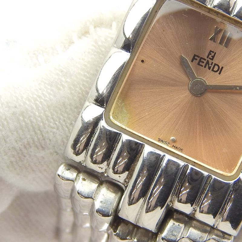 Fendi Horology Stainless Steel Quartz Analog Display Pink Gold Dial