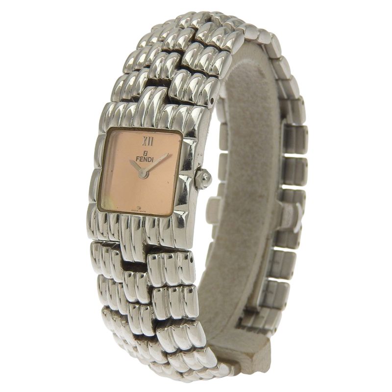 Fendi Horology Stainless Steel Quartz Analog Display Pink Gold Dial