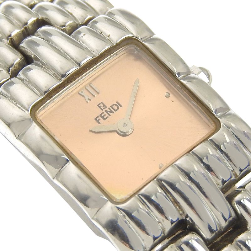 Fendi Horology Stainless Steel Quartz Analog Display Pink Gold Dial