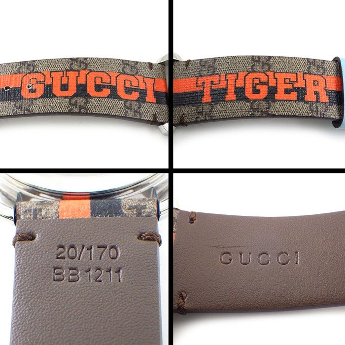 Gucci Watch Timeless 126.4 Taiga Beige GG Supreme Fabric Dial
