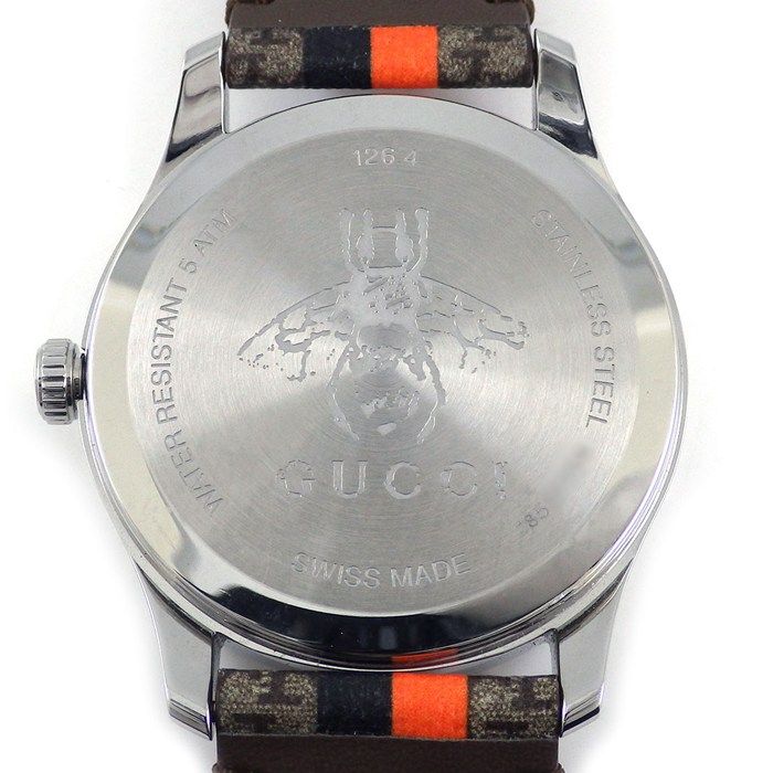Gucci Watch Timeless 126.4 Taiga Beige GG Supreme Fabric Dial