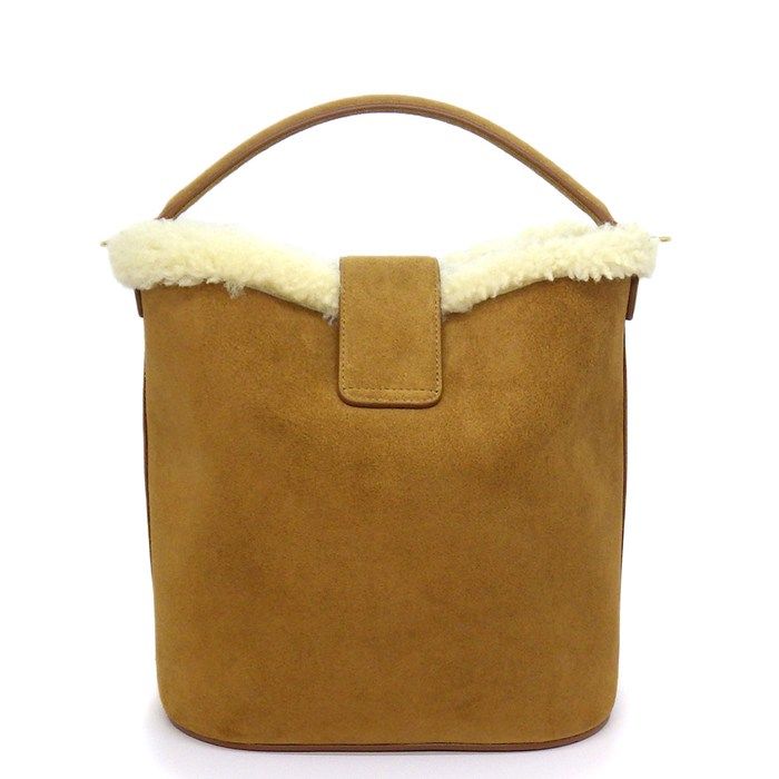 Celine Handbag Triomphe Bucket Louis Tobacco Suede Leather