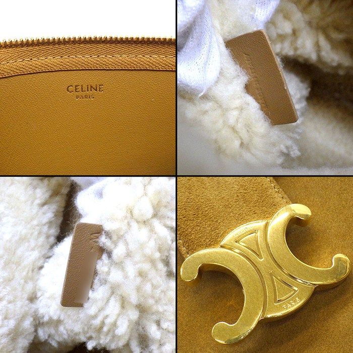 Celine Handbag Triomphe Bucket Louis Tobacco Suede Leather