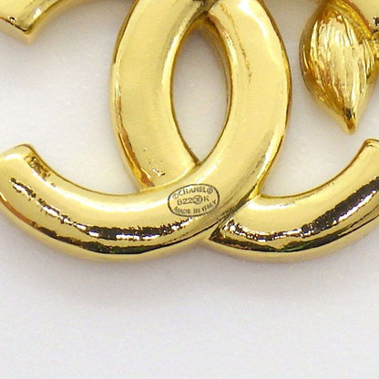 Chanel Earrings CC Logo Leaf Rhinestone