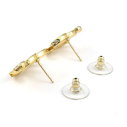 Chanel Earrings CC Logo Leaf Rhinestone