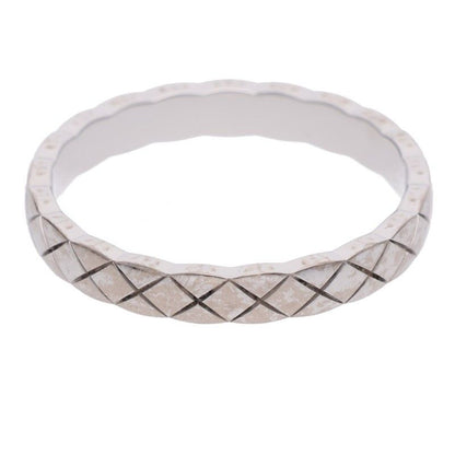 Chanel Coco Crush Small 18K White Gold Quilted Ring 61