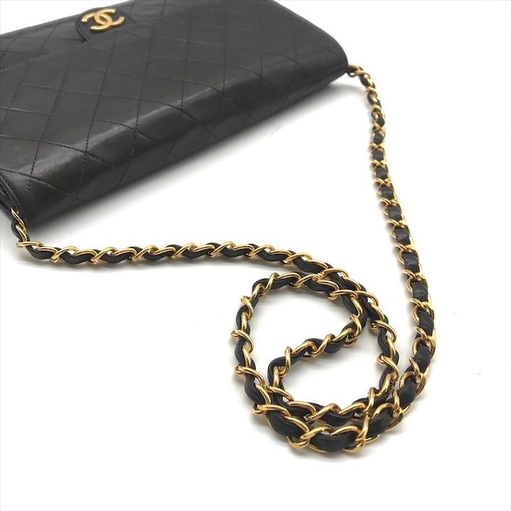Chanel Quilted Push Lock Chain Shoulder Bag Black