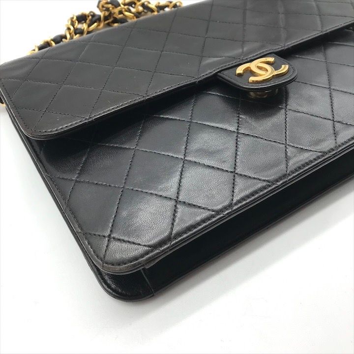 Chanel Quilted Push Lock Chain Shoulder Bag Black