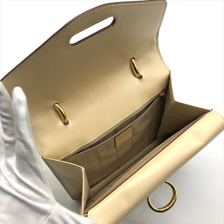 Celine Ganchini Gold Top Handle 2-Way Bag White Bag