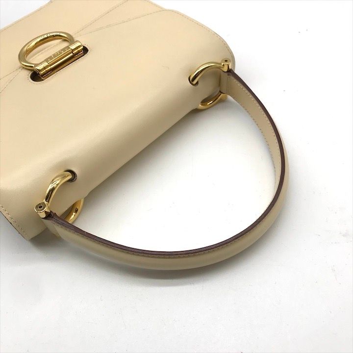 Celine Ganchini Gold Top Handle 2-Way Bag White Bag