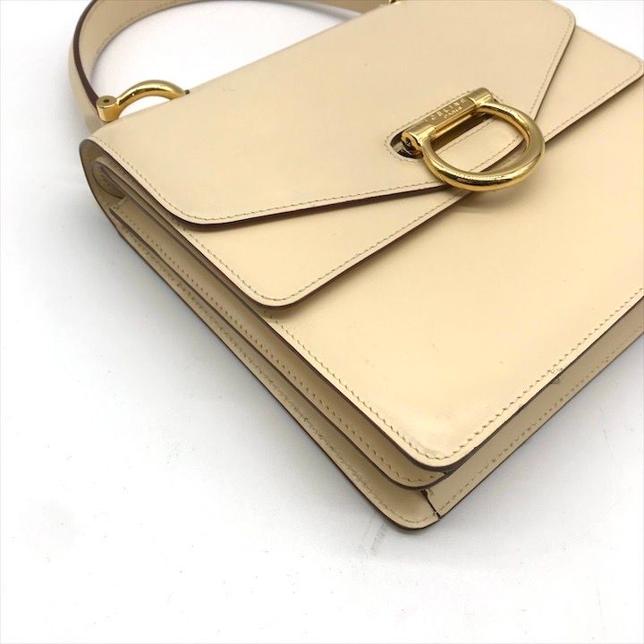 Celine Ganchini Gold Top Handle 2-Way Bag White Bag