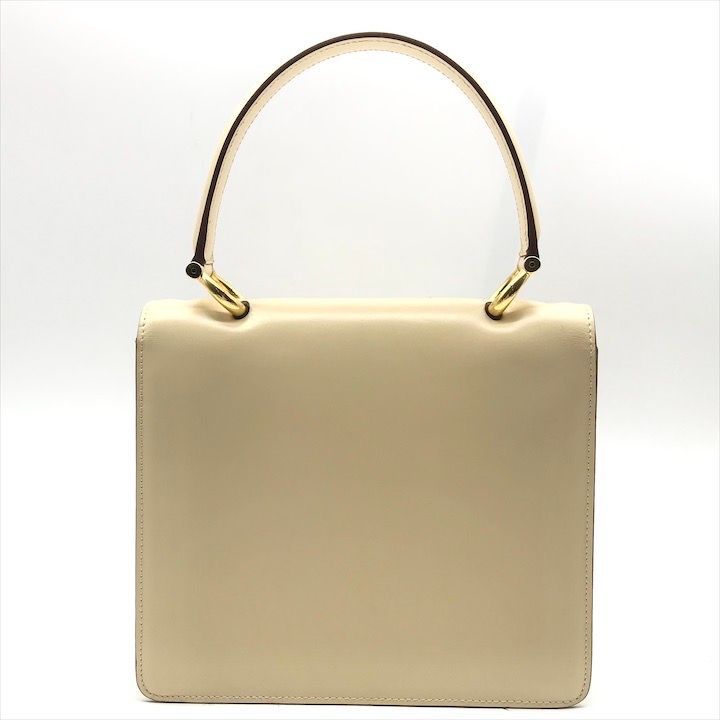 Celine Ganchini Gold Top Handle 2-Way Bag White Bag