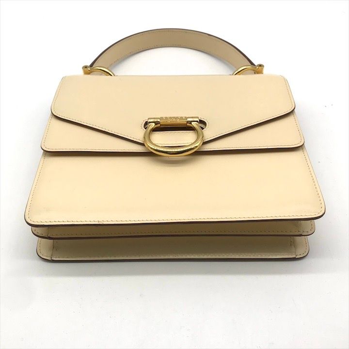 Celine Ganchini Gold Top Handle 2-Way Bag White Bag