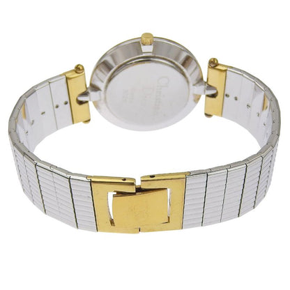 Dior Christian Stainless Steel Gold Plated Silver Quartz Analog