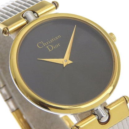 Dior Christian Stainless Steel Gold Plated Silver Quartz Analog