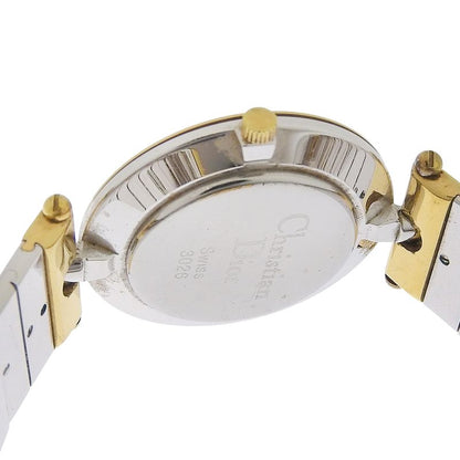 Dior Christian Stainless Steel Gold Plated Silver Quartz Analog