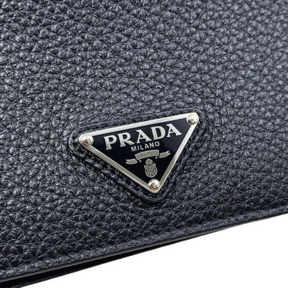 Prada Card Case Passport Calf Leather Triangle Logo