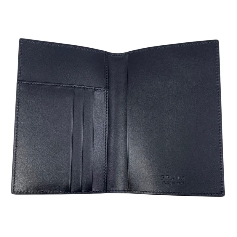 Prada Card Case Passport Calf Leather Triangle Logo