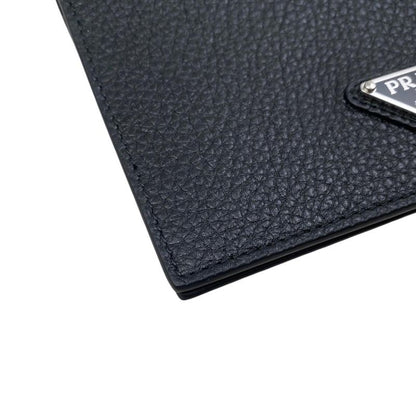Prada Card Case Passport Calf Leather Triangle Logo