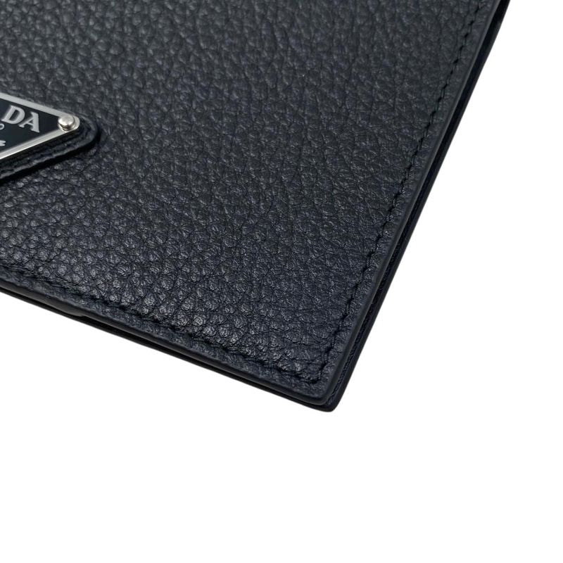 Prada Card Case Passport Calf Leather Triangle Logo