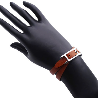 Hermes Bracelet Double Tour Black Brown Silver XS Reversible