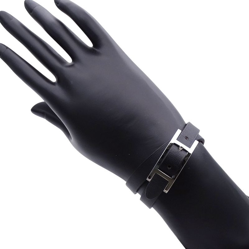 Hermes Bracelet Double Tour Black Brown Silver XS Reversible